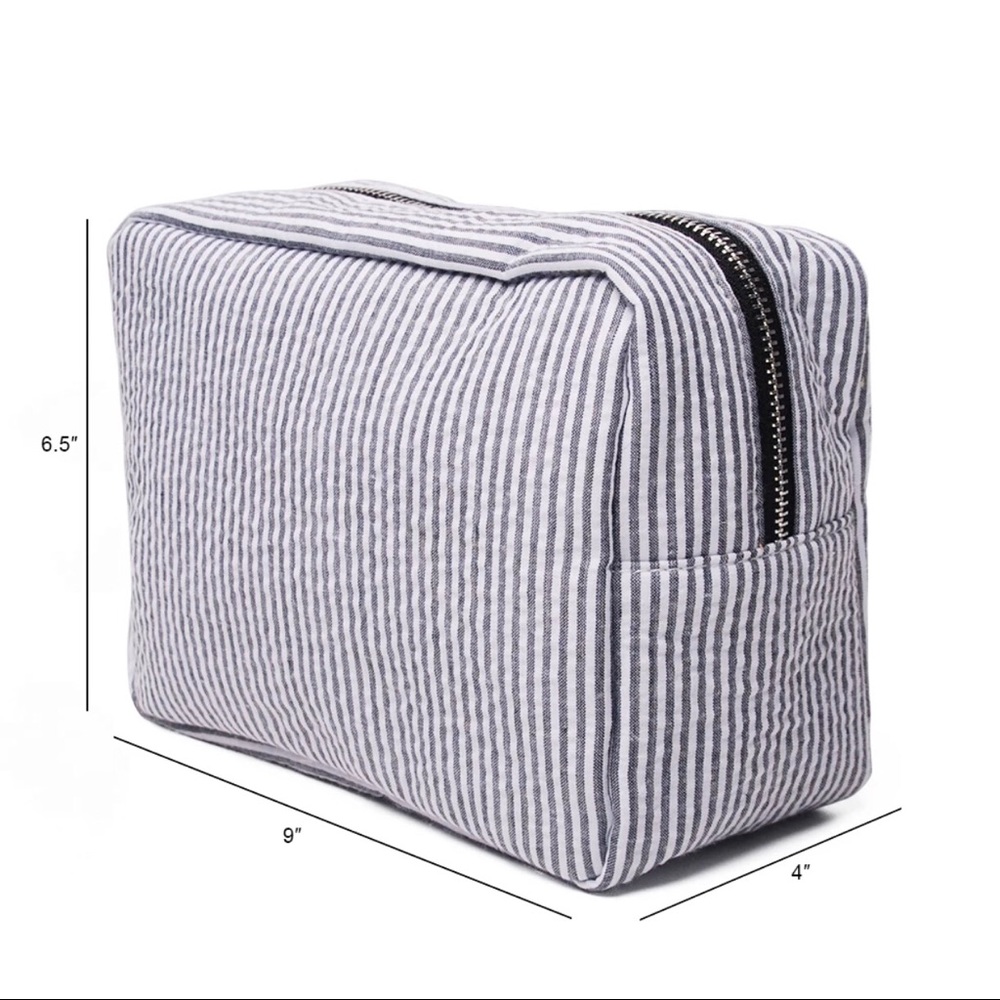 😁 Grey - Seersucker Cosmetics Bag